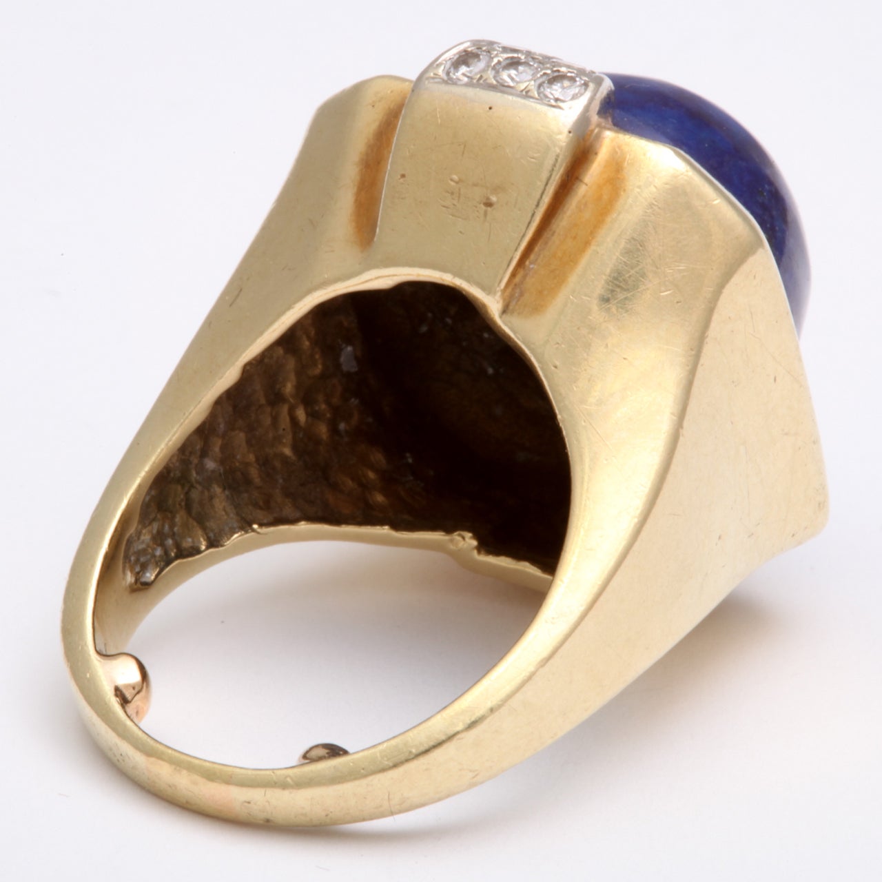 Monumental Lapis &diamond Ring For Sale 2