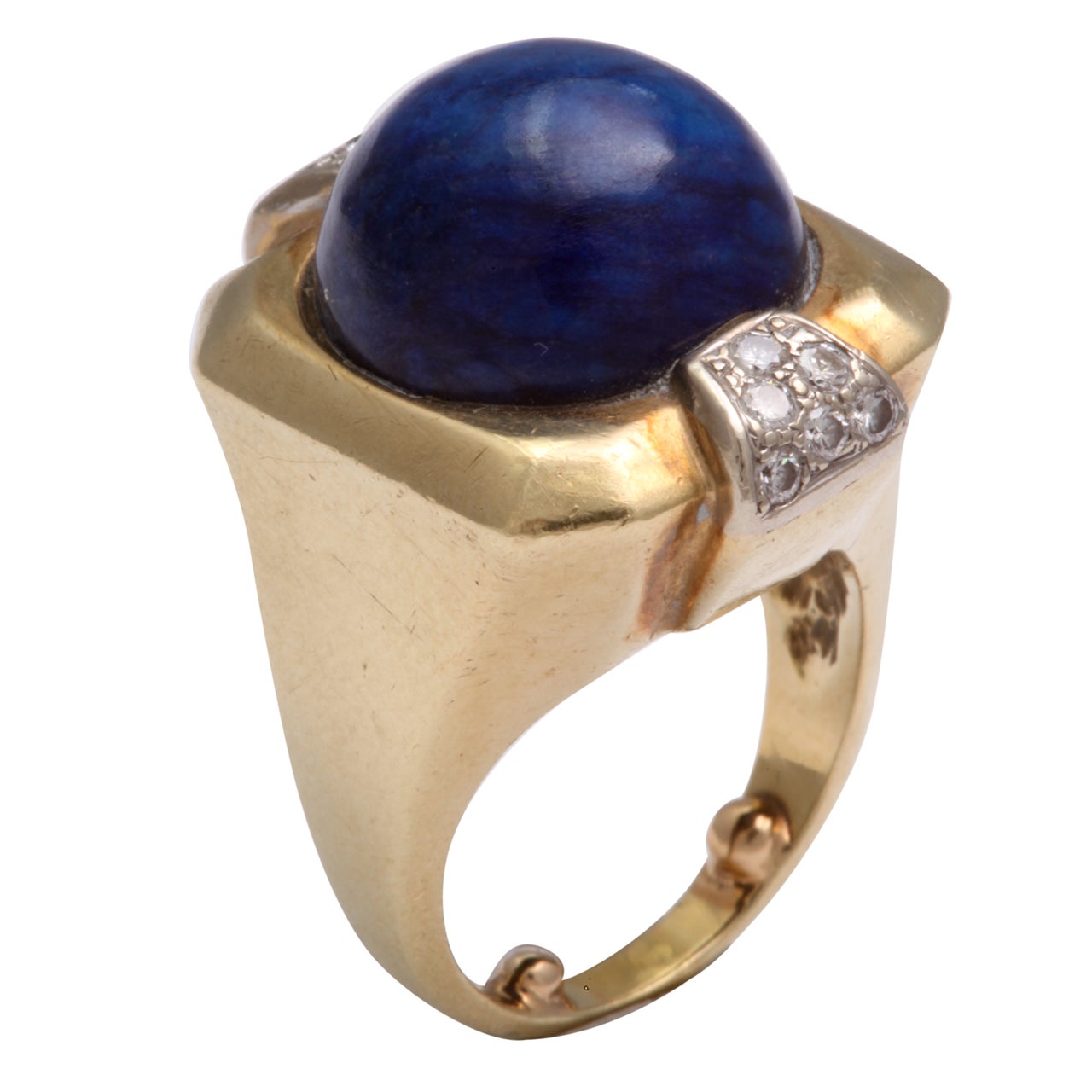 Bague monumentale en lapis et diamants