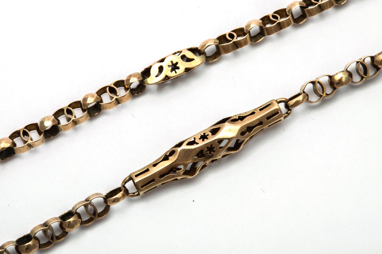 A Long and Lovely Victorian Gold Guard Chain 1