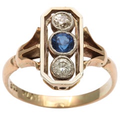 Alluring Platinum Set Sapphire and Diamond Pinky Ring 7