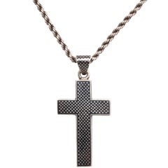 Victorian Niello Cross on a Rope chain 2