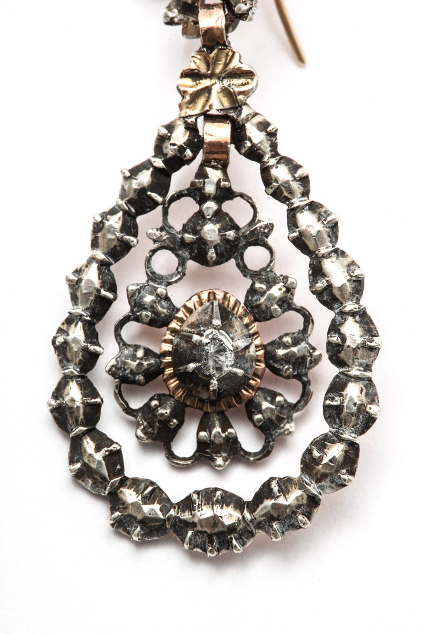 Women's Georgian Chandelier Earrings Embellished with Antique Diamonds
