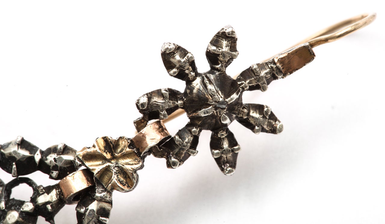 Georgian Chandelier Earrings Embellished with Antique Diamonds 2