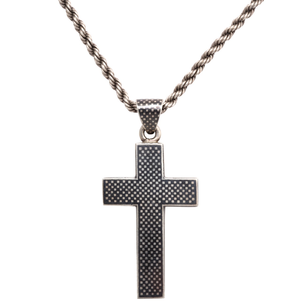 Victorian Niello Cross on a Rope chain For Sale at 1stdibs