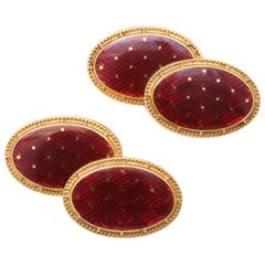 LONGMIRE Red Enamel High Quality Doublesided Cufflinks