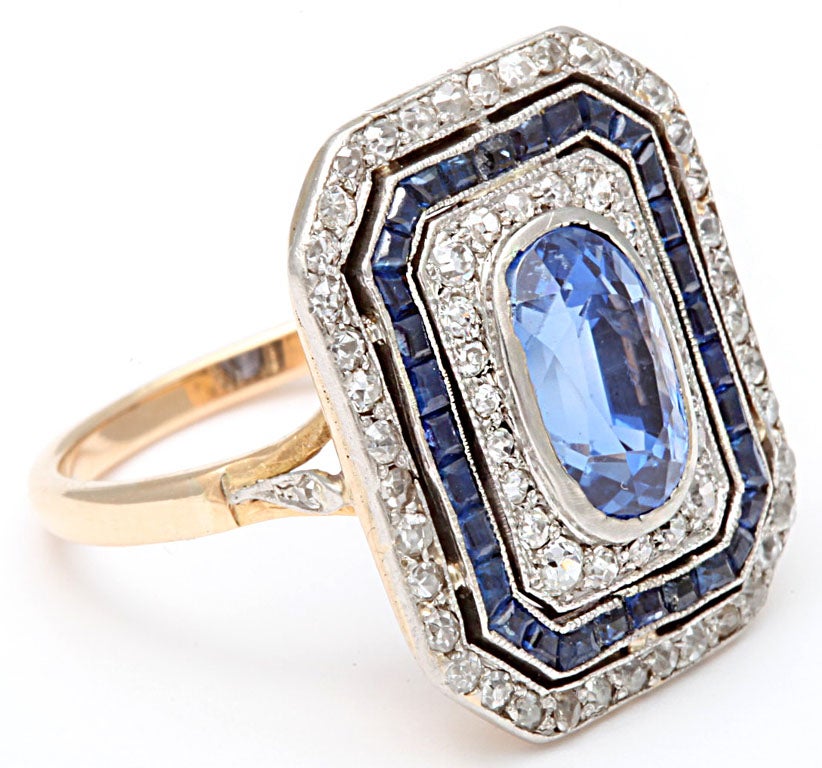 Women's Sapphire Diamond Cluster Ring