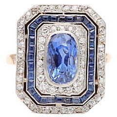 Sapphire Diamond Cluster Ring