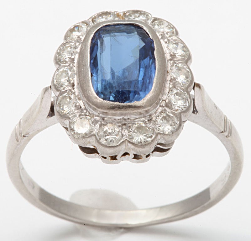 Women's Sapphire and Diamond White Gold Cluster Ring
