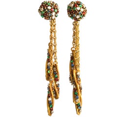 Multi-colored Long Earrings by Miriam Haskell