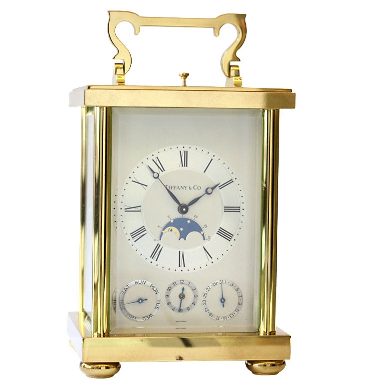 Tiffany & Co Triple Date Calendar Moonphase Carriage Clock