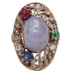 Star Sapphire Gold Cocktail Ring