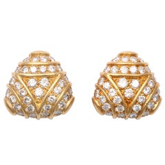 Gold and Diamond tri-corner Earrings