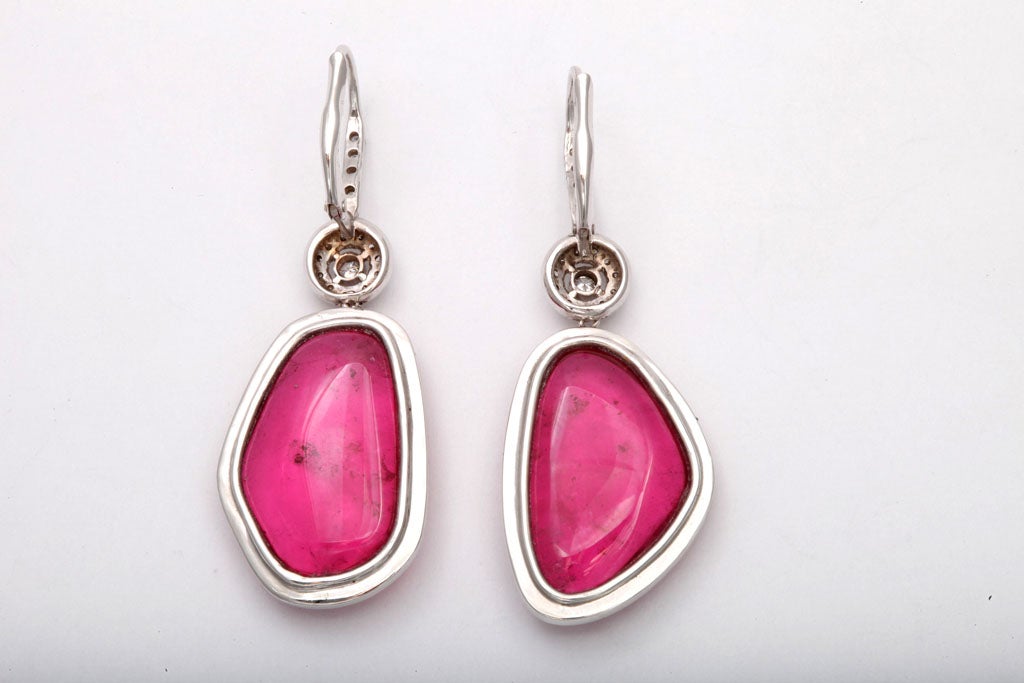 Pink Tourmaline Asymetrical Earrings For Sale 2