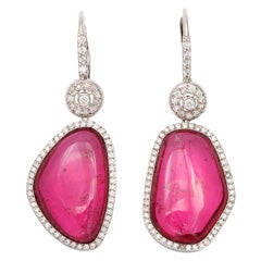 Pink Tourmaline Asymetrical Earrings