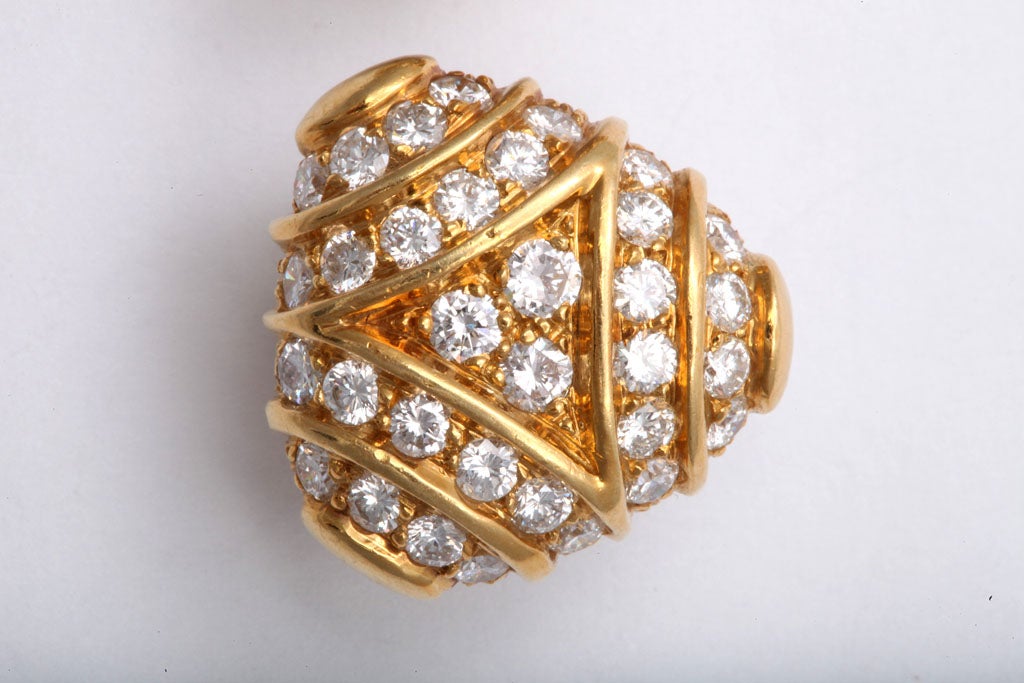 Gold and Diamond tricorner Earrings For Sale (Free Shipping) at 1stDibs