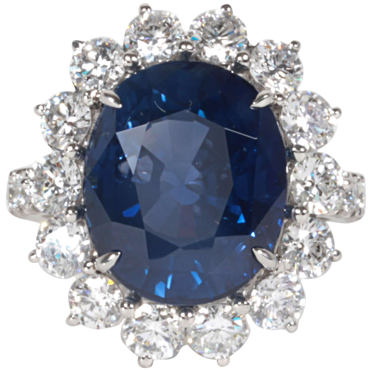 Elegant 11.73 Carat GIA Certified Sapphire Diamond Platinum Ring