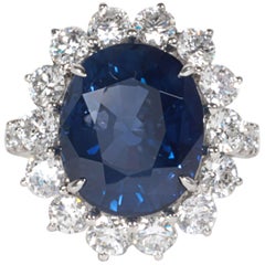Elegante Anillo de Platino con Diamante y Zafiro Certificado GIA de 11,73 Quilates