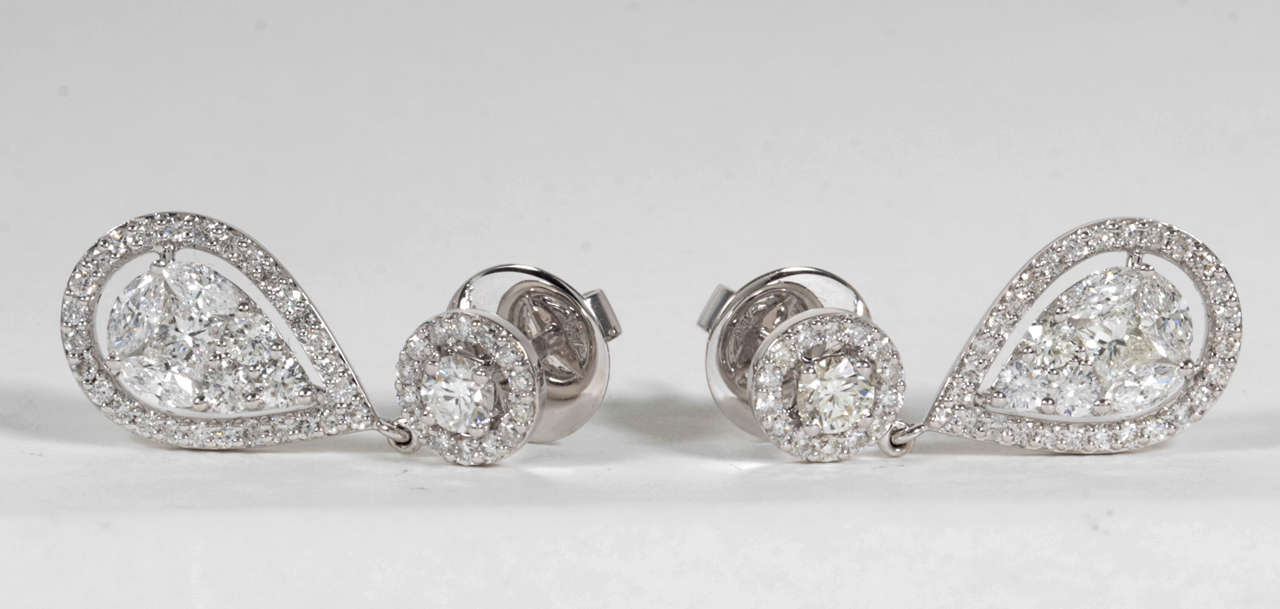 Diamant-Ohrringe mit Illusion-Verzierung im Zustand „Neu“ im Angebot in New York, NY