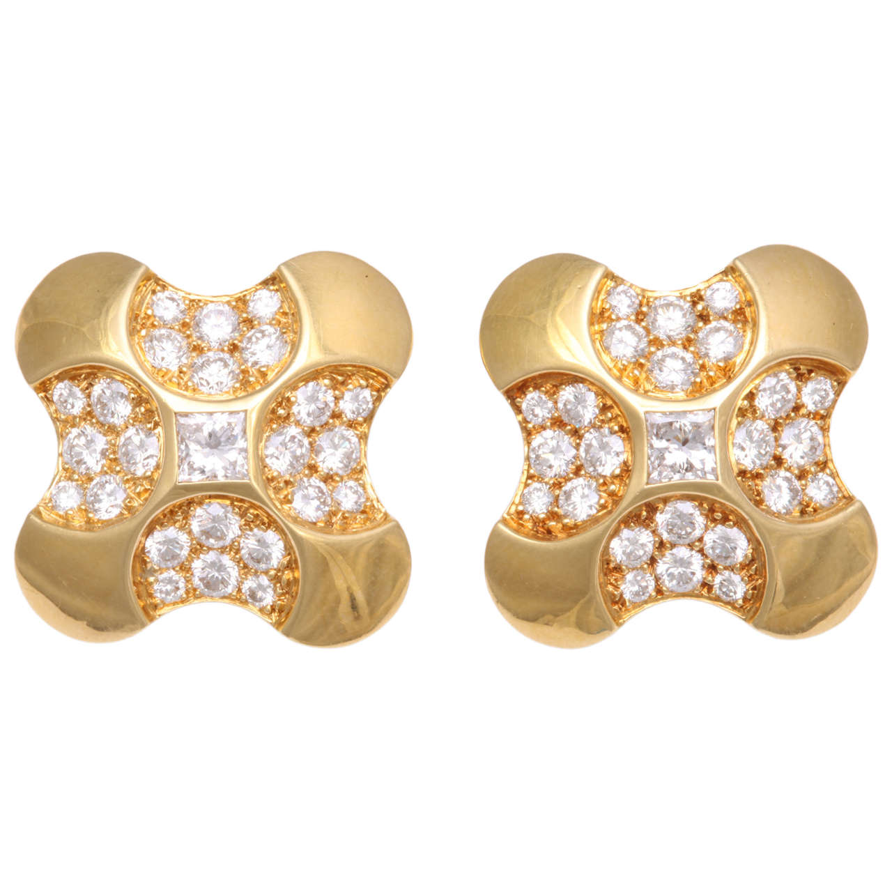Diamond Gold Earrings For Sale