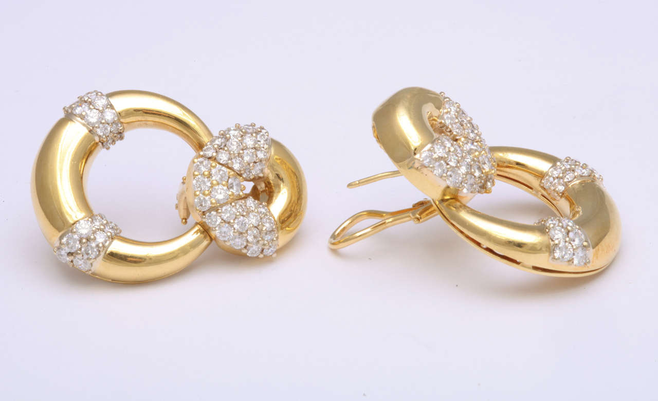 Diamond Door Knocker Earrings In Excellent Condition For Sale In New York, NY