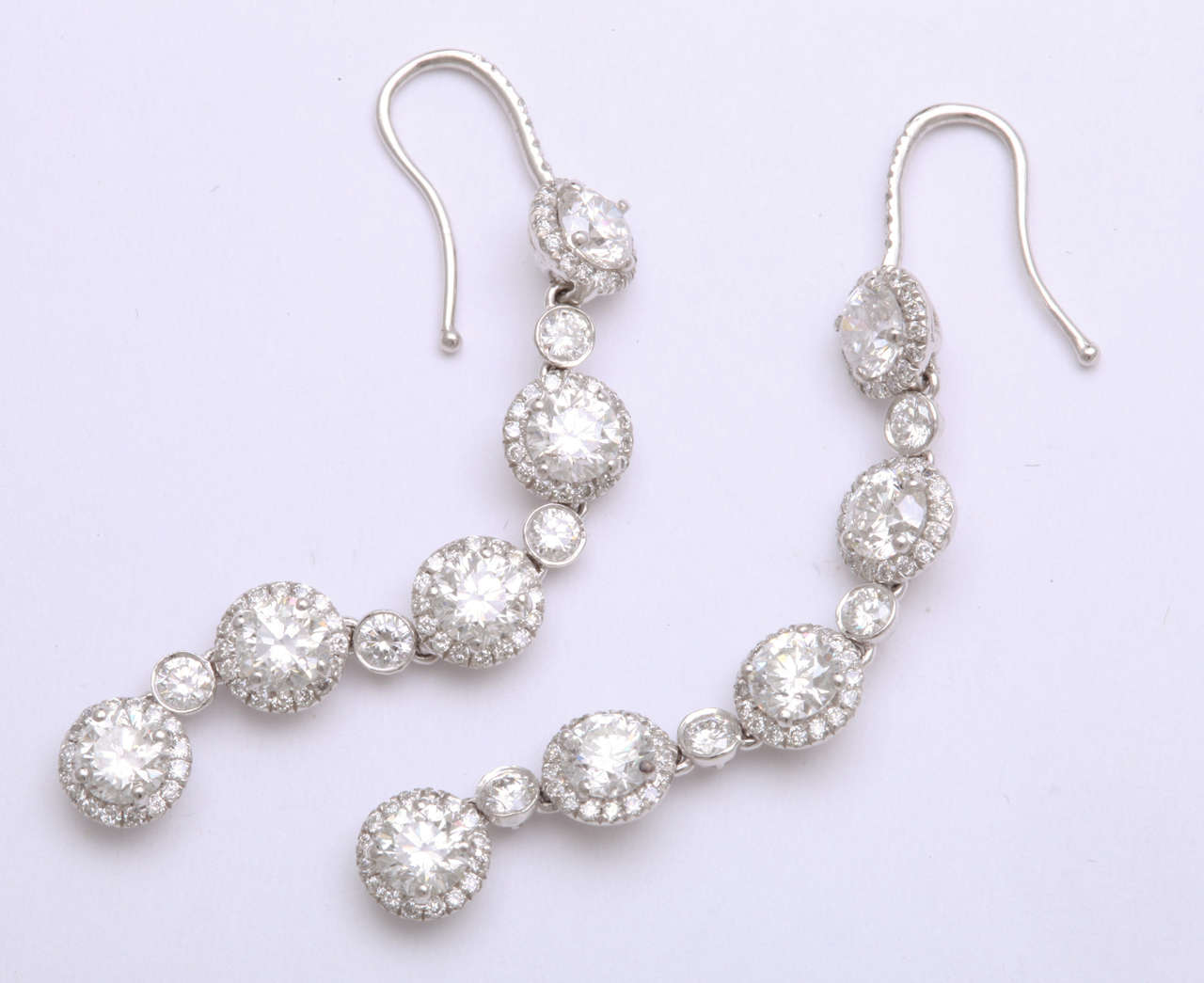 Women's Diamond Platinum Drop Earrings For Sale