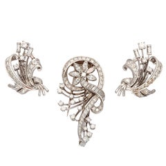 Retro White Gold Earring & Pin Suite