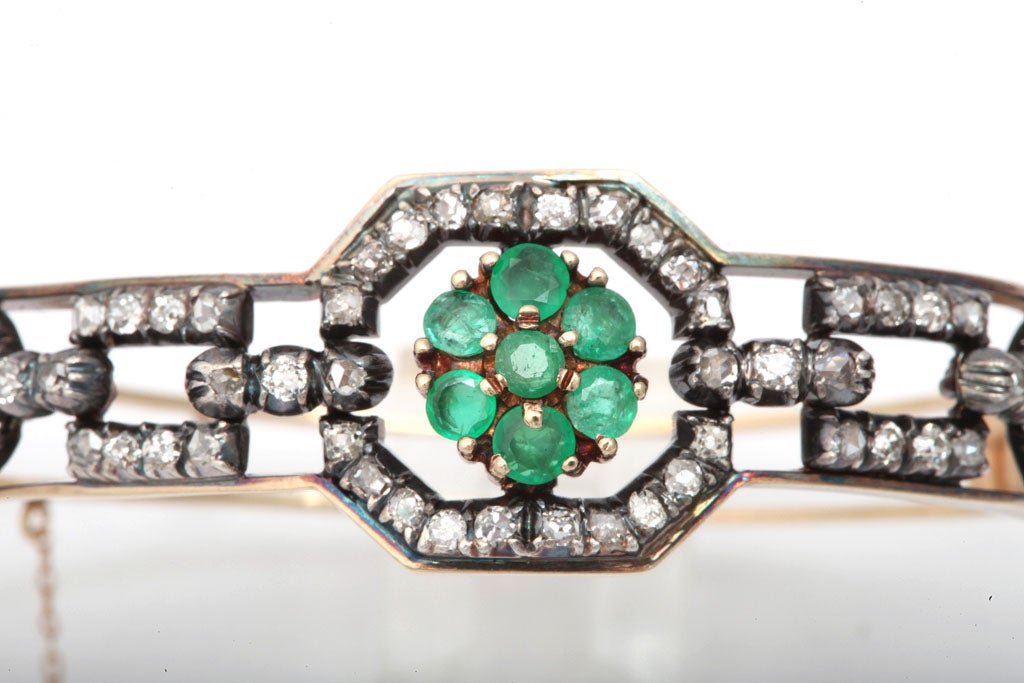 emerald and diamond bangle bracelet