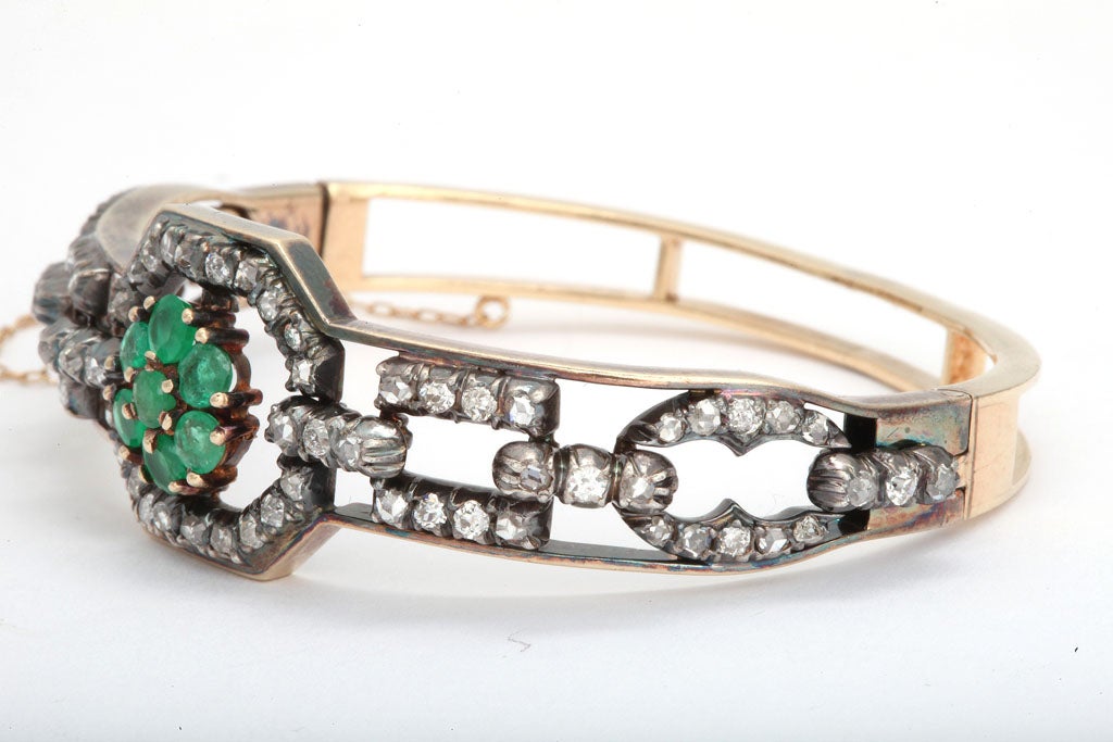 Emerald & Diamond Bangle Bracelet 1