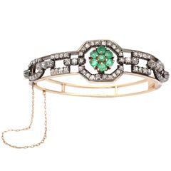 Antique Emerald & Diamond Bangle Bracelet
