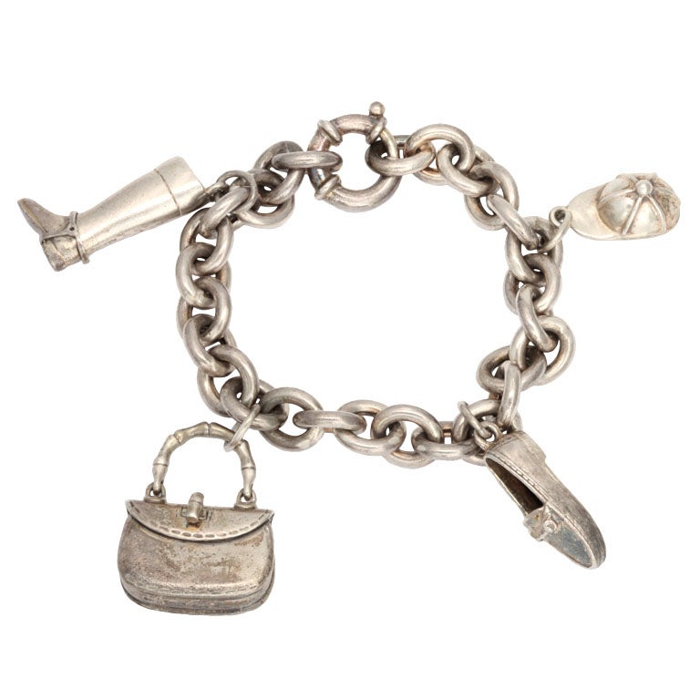 1stDibs Sterling Silver 1940s Charm Bracelet Retro