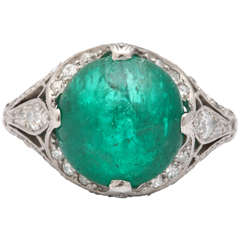 Edwardianischer Cabochon Smaragd Ring