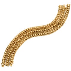 Van Cleef & Arpels Yellow Gold Studded Three Bracelets Necklace