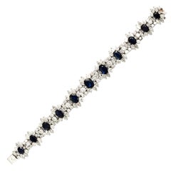 Gorgeous 30ct Diamond 15ct Sapphire Floral Design Link Bracelet