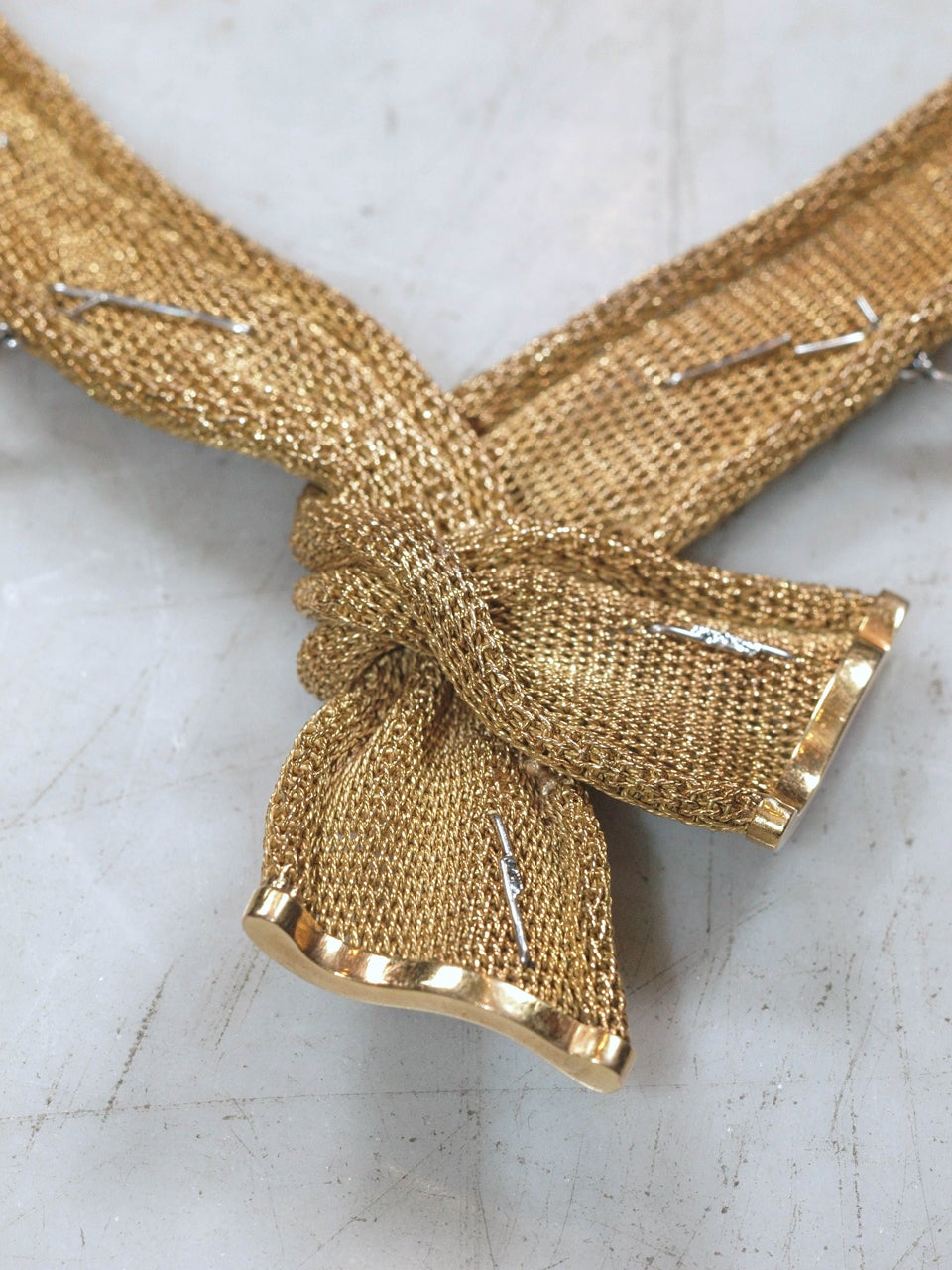 Gold Mesh and Diamond Necklace 4