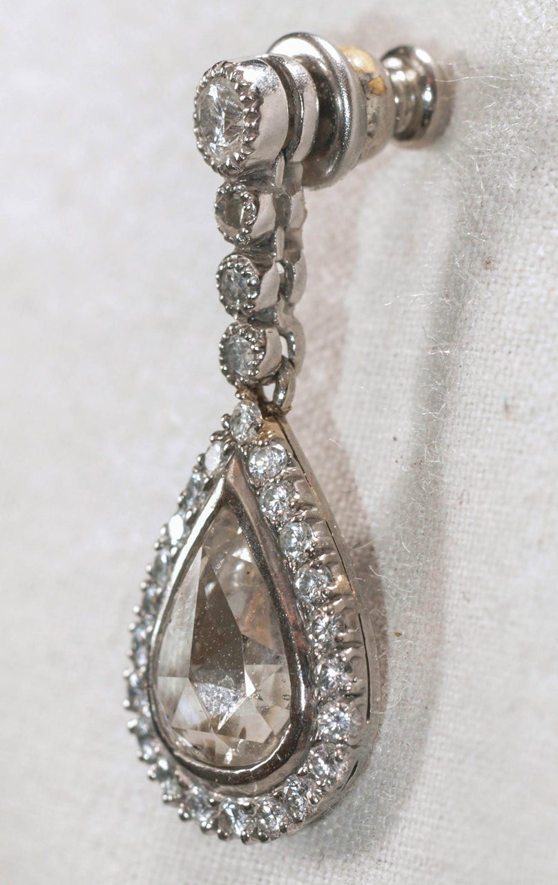 Art Deco Antique Rose Cut Diamond Earrings