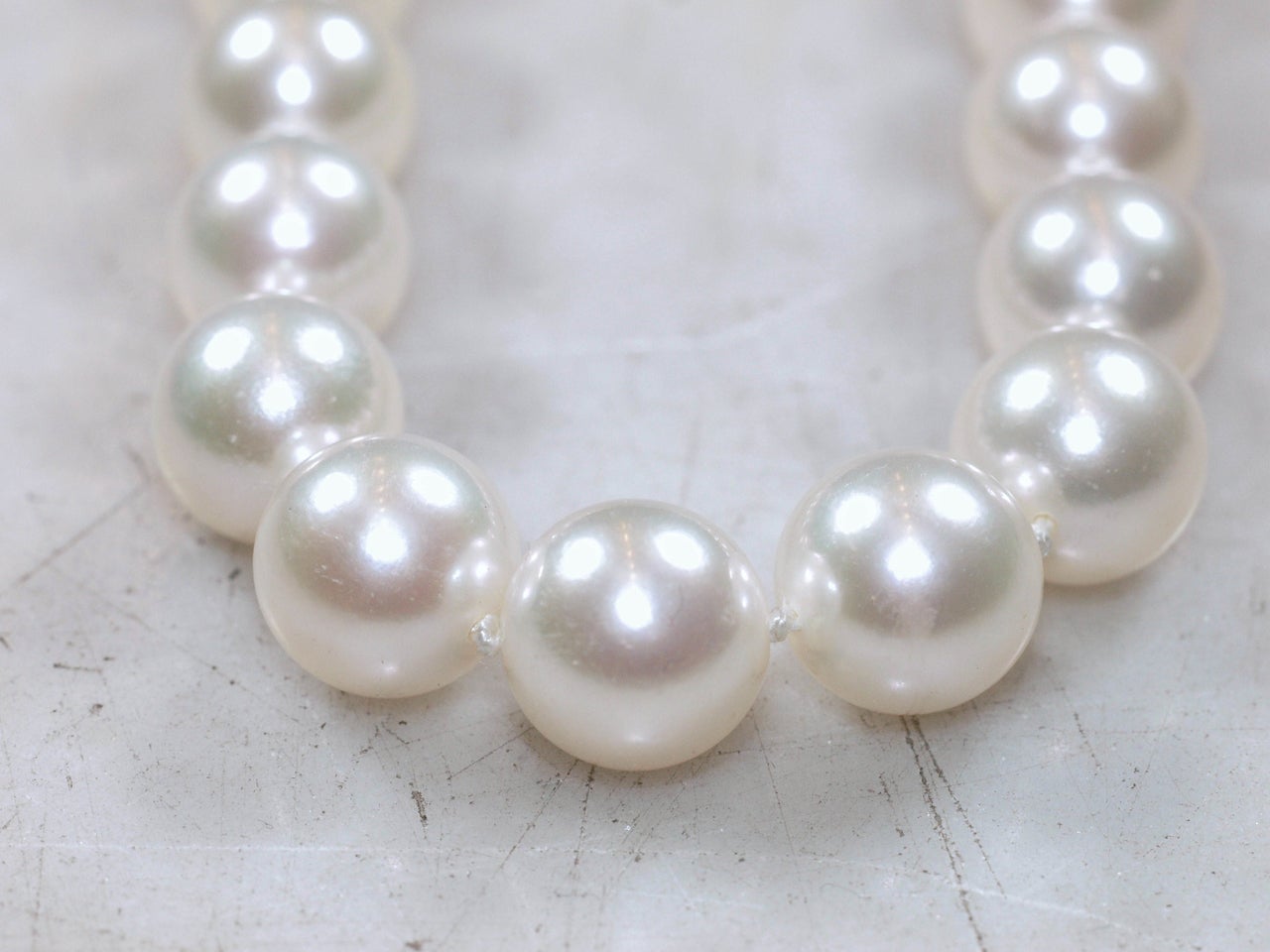 Classic Strand Pearl Necklace with Diamond Ball Clasp at 1stDibs