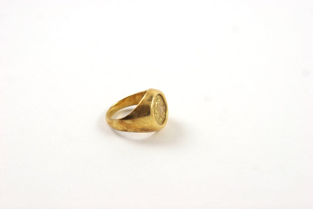 18K Gold Greek Signet Ring 5