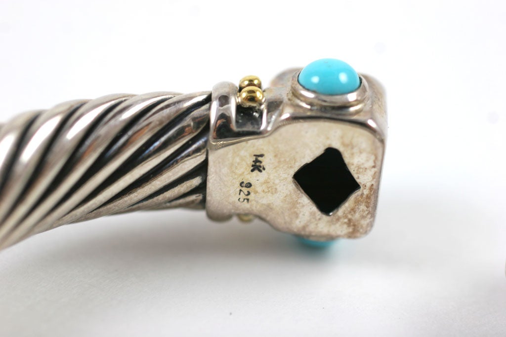 14K Gold, Sterling Silver, and Turquoise Bracelet 5