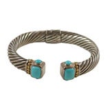 14K Gold, Sterling Silver, and Turquoise Bracelet