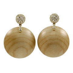 Maple Wood and Diamond Earrings