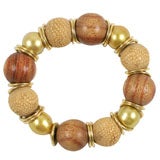 Wood and South Sea Pearl Bracelet