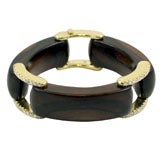 Striking Ebony Wood and Diamond Bracelet