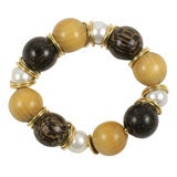 Every Day Wood and South Sea Pearl Bracelet