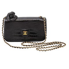 CHANEL MINI CROCODILE BAG WITH CAMELIA