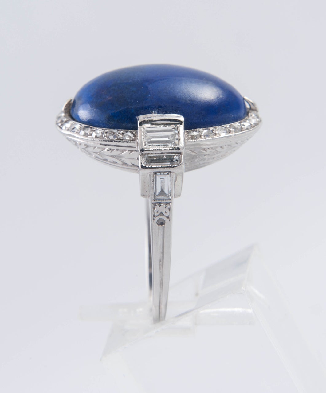 Women's Art Deco Lapis Lazuli Diamond Ring For Sale