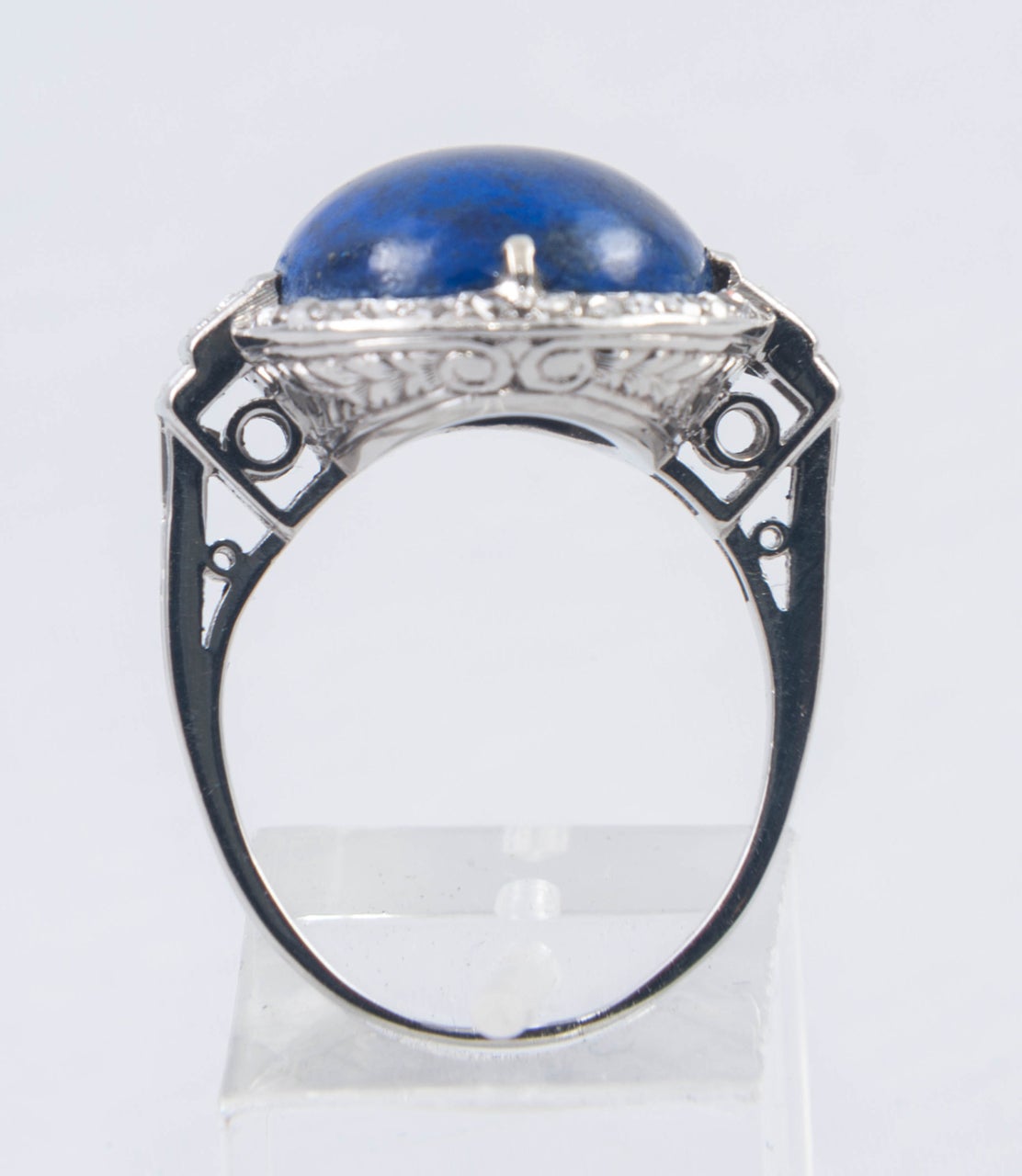Art Deco Lapis Lazuli Diamond Ring For Sale 1