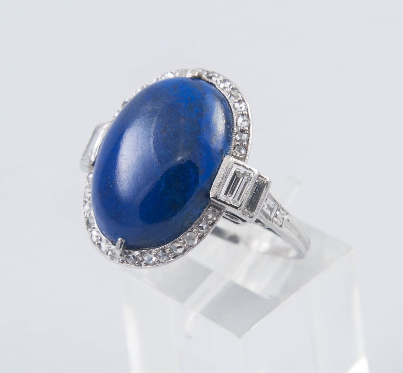 Art Deco Lapis Lazuli Diamond Ring For Sale 2