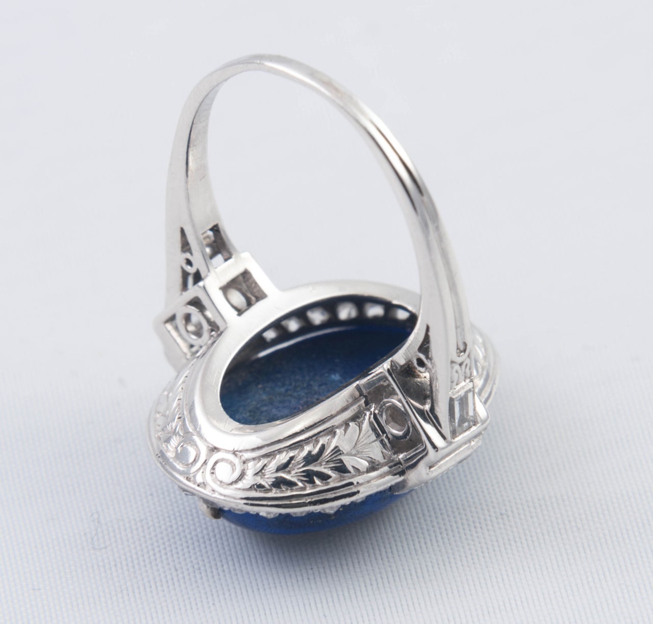 Art Deco Lapis Lazuli Diamond Ring For Sale 3