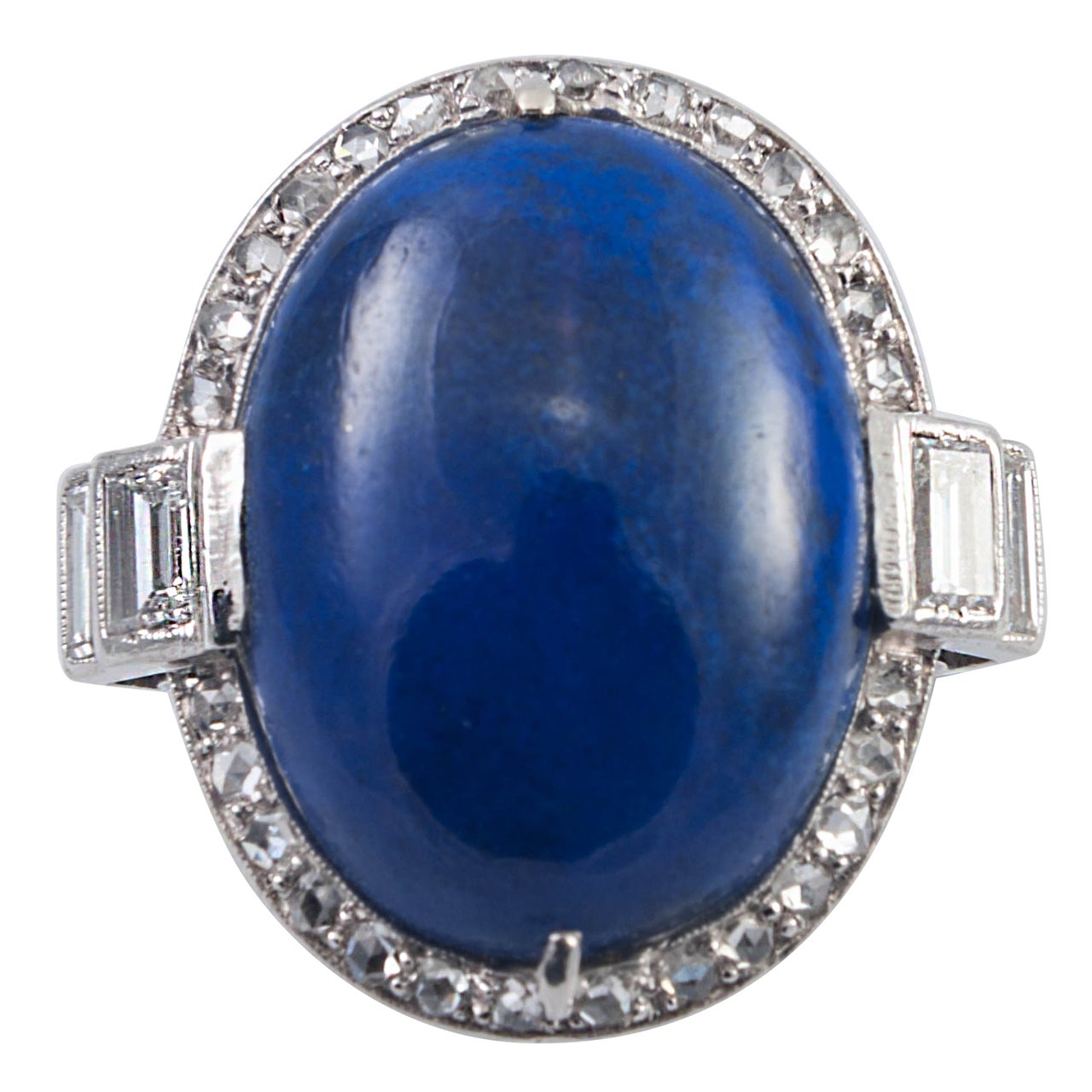 Art Deco Lapis Lazuli Diamond Ring For Sale