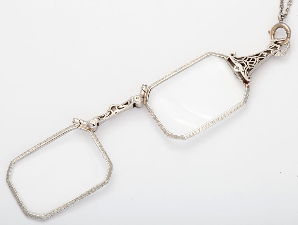Women's Elegant Diamond Platinum Lorgnette